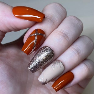 Autumn Glow | Reusable Professional Gel Press Ons | Glue On Nails | Press On Nails | Fake Nails