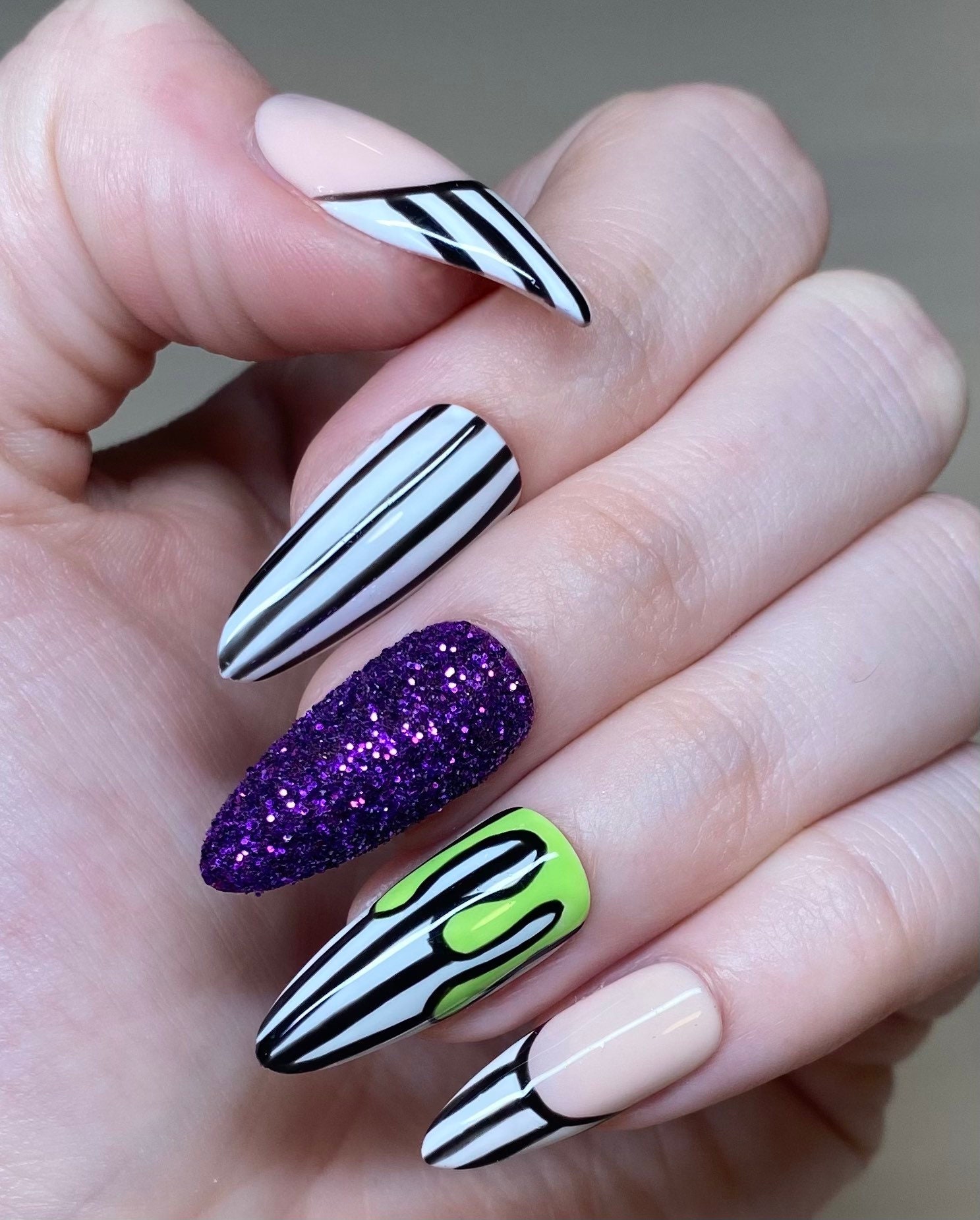 Beetlejuice Nails - Etsy
