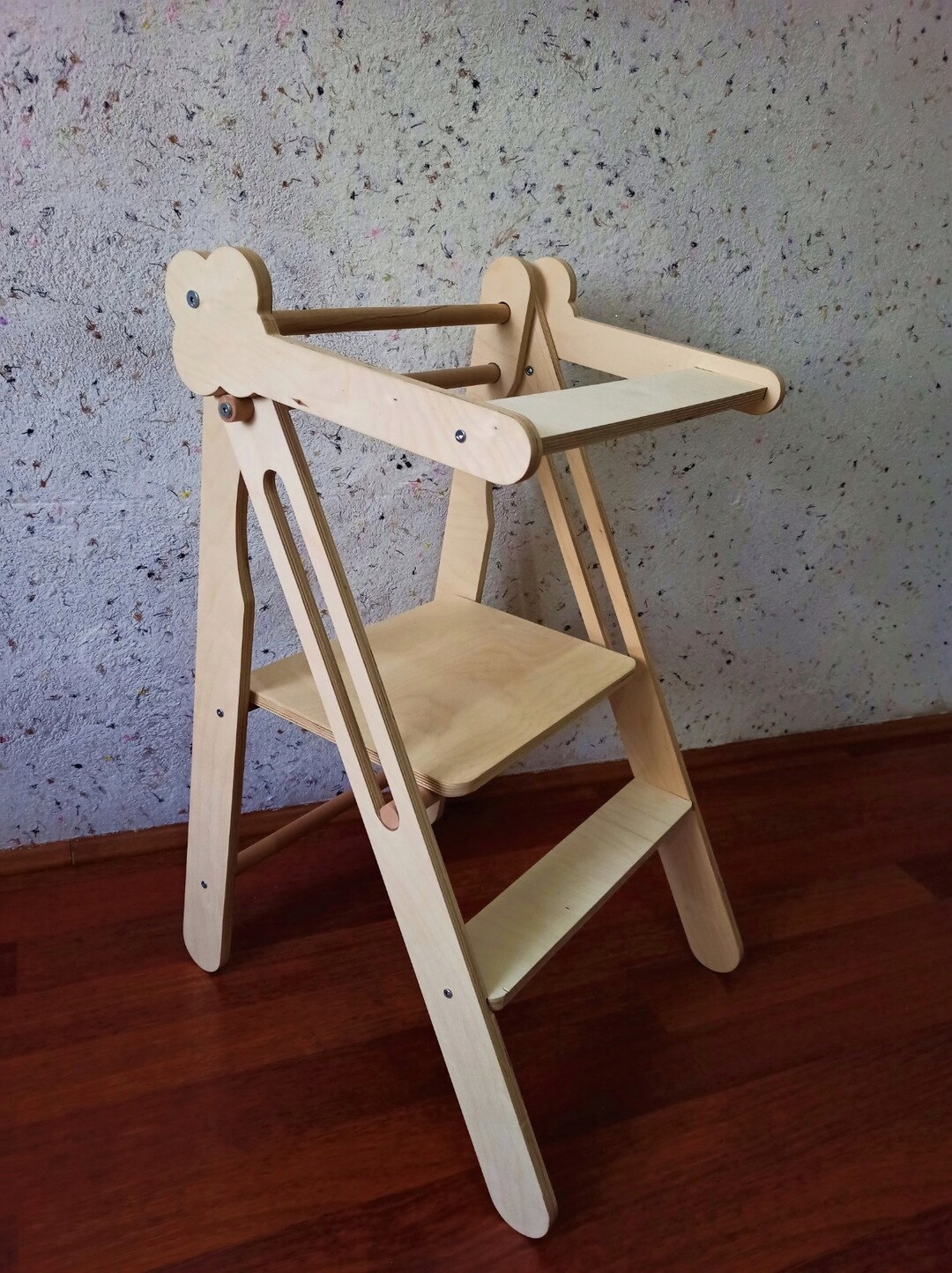Folding Kitchen Helperkids Step Stoolmontessori Etsy