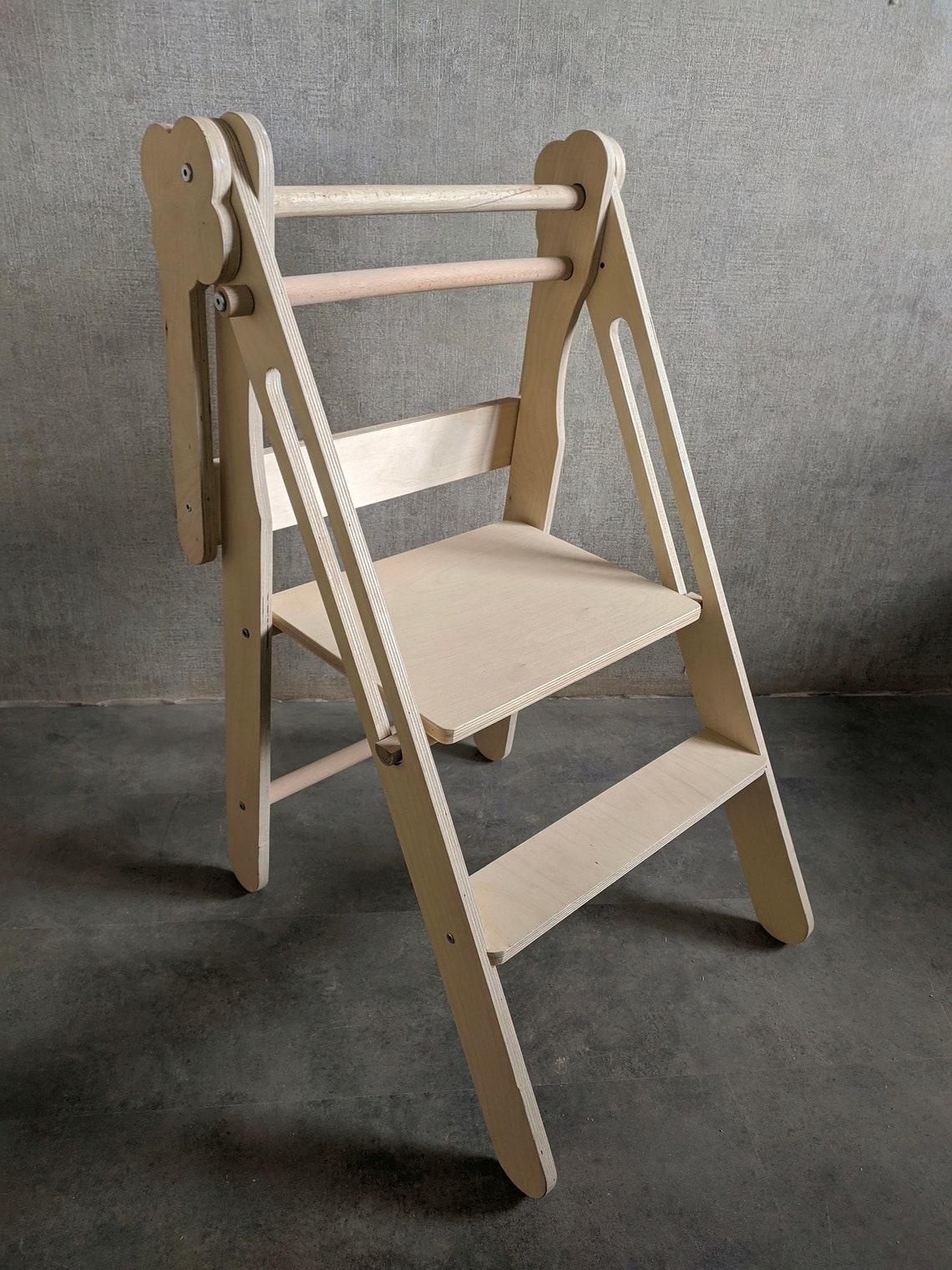 Folding Kitchen Helperkids Step Stoolmontessori Etsy