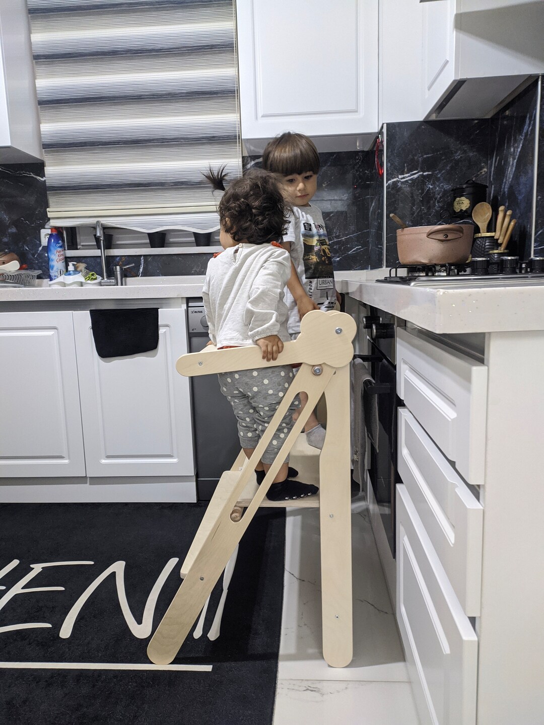 Twins Helper Towerdouble Helper Tower Kitchen Step Stool Etsy