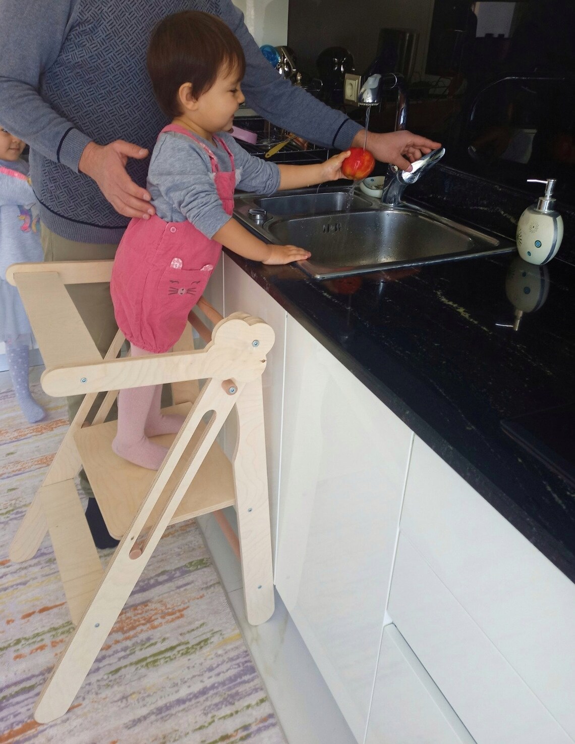 Folding Kitchen Helperkids Step Stoolmontessori Etsy