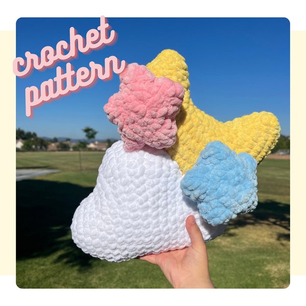 Crochet moon & stars pattern | nursery pillow pattern | handmade baby shower gifts | cute plushie | jumbo crochet plush | custom room decor