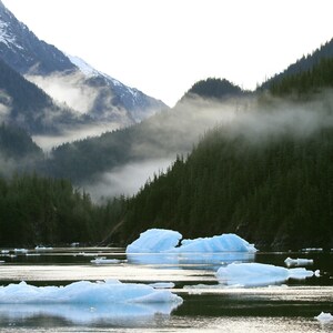 Foggy Alaska Coast View, Hi Def Iceberg Canvas, Foggy Alaskan Morning