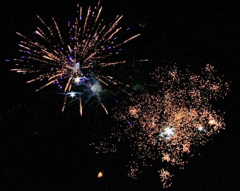 LANDSCAPE July 4th fine art fireworks print, Portrait Royal Colors Fireworks Print