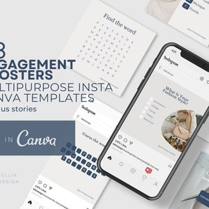 48 Pacote de modelos Canva multiuso do Instagram para jogos e impulsionadores de engajamento. Melhor para Coaching, Moda e Bem-Estar.