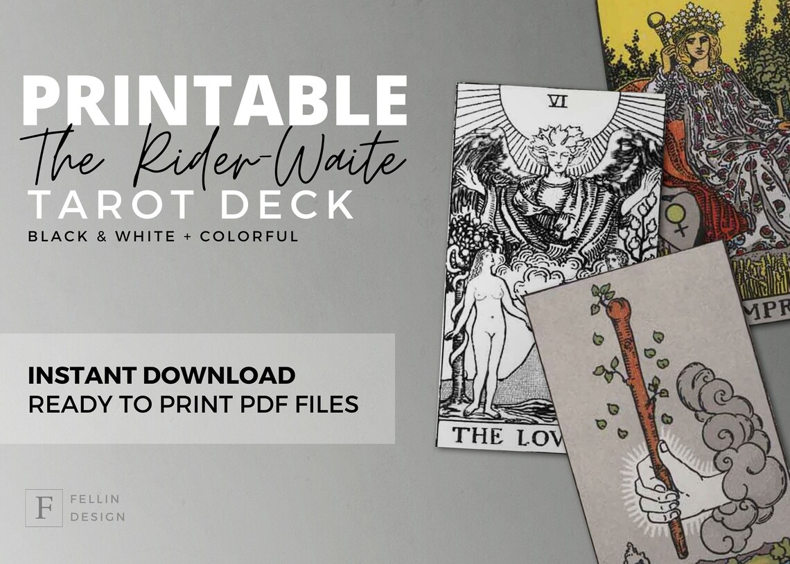 Black and White and Colorful Printable the Rider-waite Digital Tarot ...