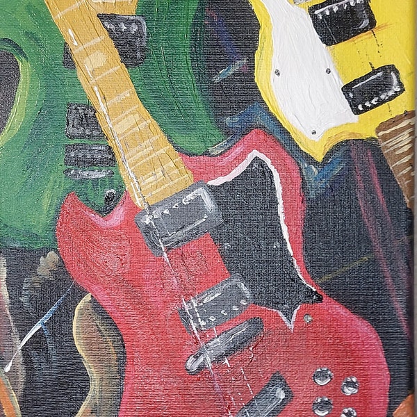 Guitars 8 x 10 acrylic painting