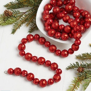 70 ft Wooden Cranberry Red Beads Garland. Primitive Christmas Tree  Ornaments.