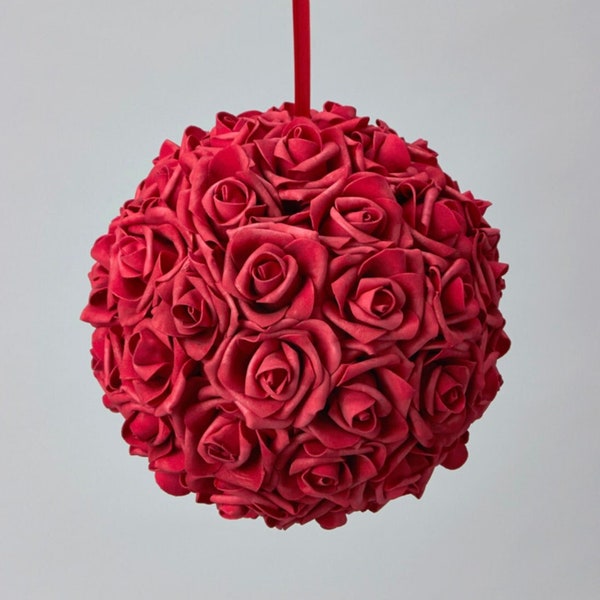Red Flower Balls Etsy