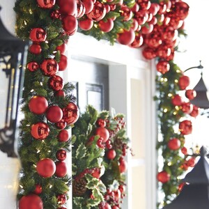 4 FT. Red Ornament Garland Christmas Tree Decorations Ornament String ...