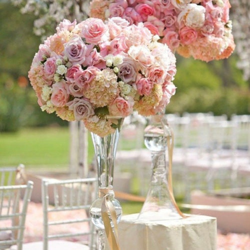 4 PACK 24 Tall Clear Reversible Trumpet Glass Vases Etsy