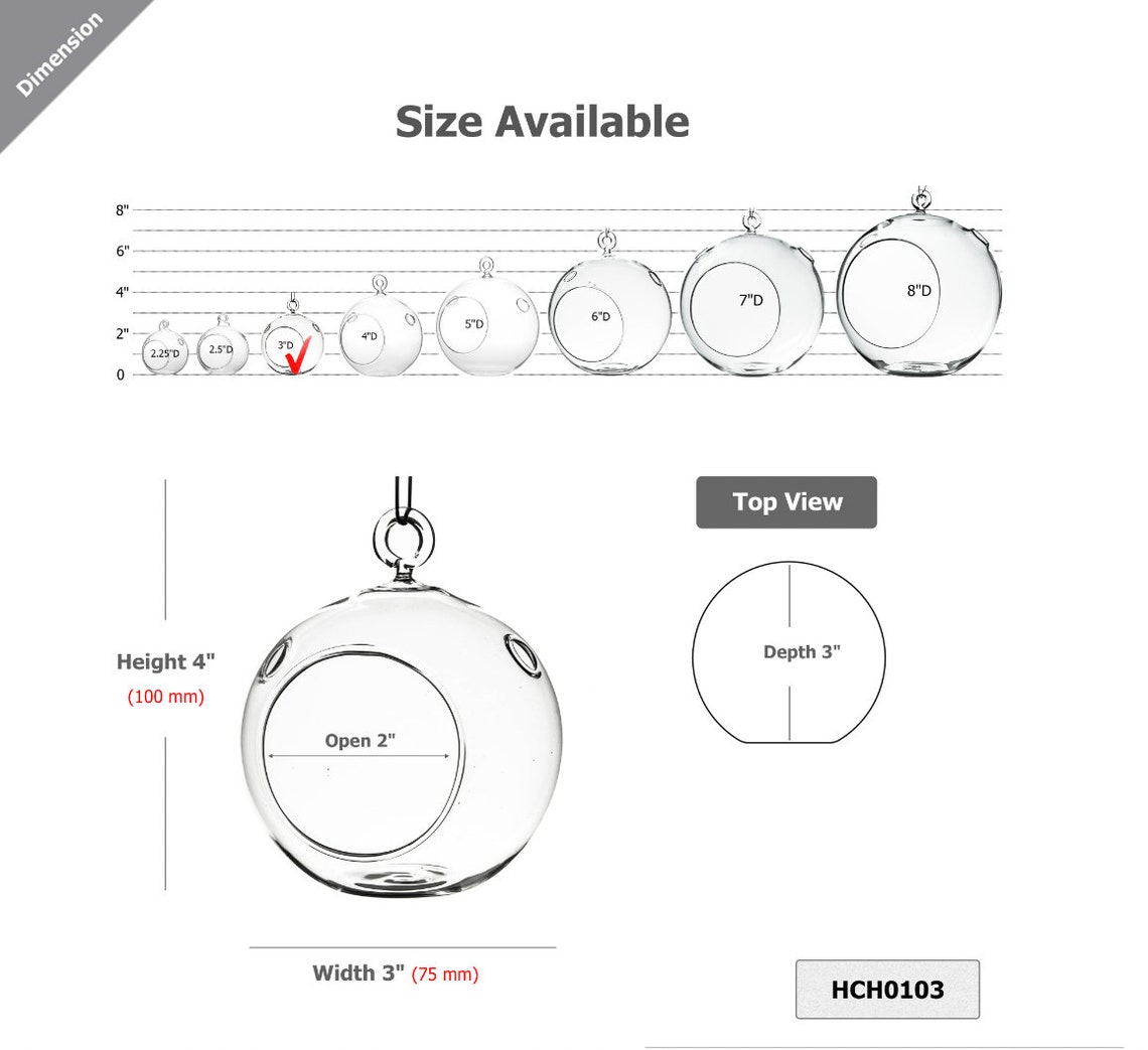 72 Terrarium 3 Globe Votive Holders Hanging Candle Free Etsy