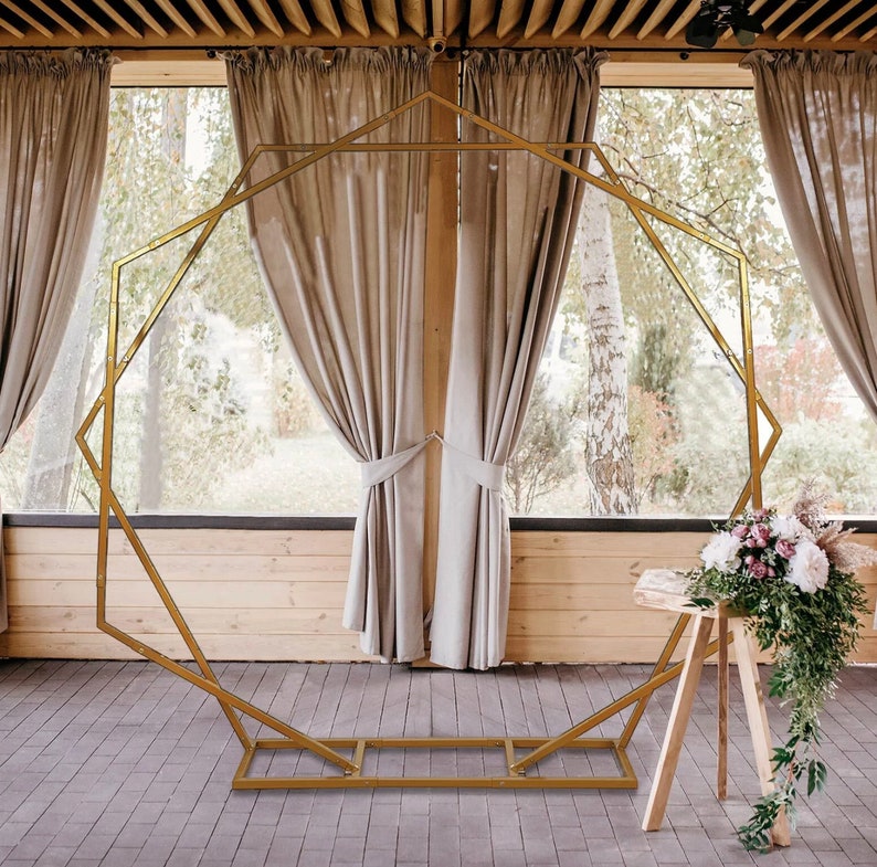 8 FT. Hexagon Wedding Arch Backdrop Heptagon Metal DIY Rustic Etsy