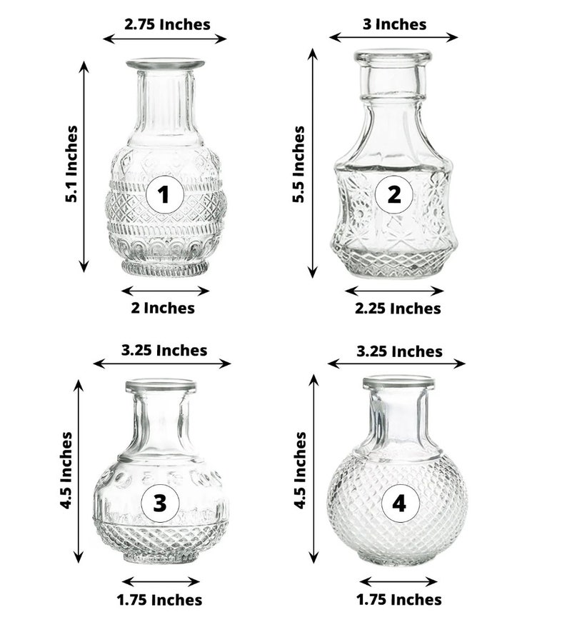 12 PACK Glass Bud Vases Mini Vintage Assorted Wedding Etsy