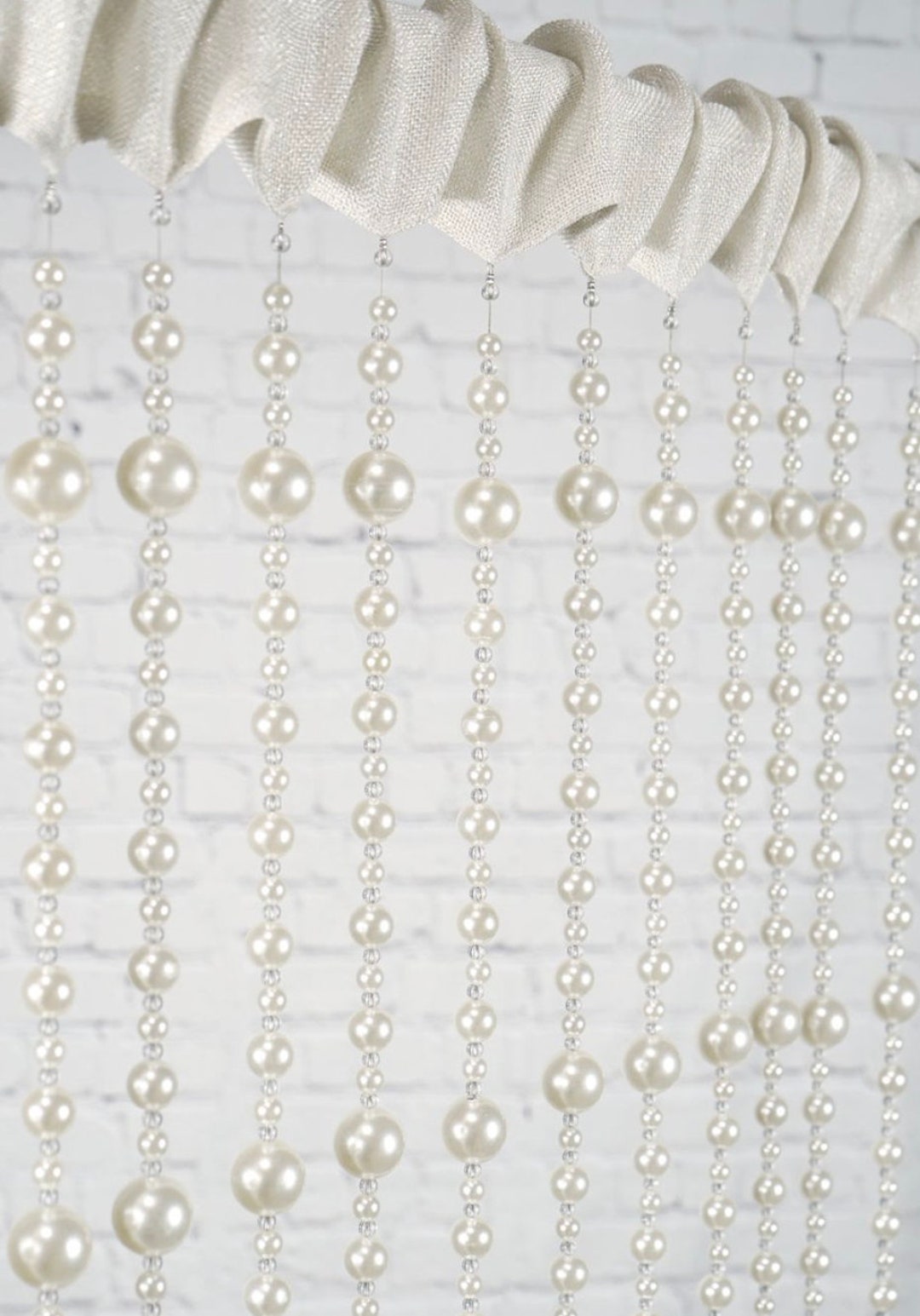 7 FT Pearl Crystal Curtain Clear Beaded Diamond Sparkly Hanging