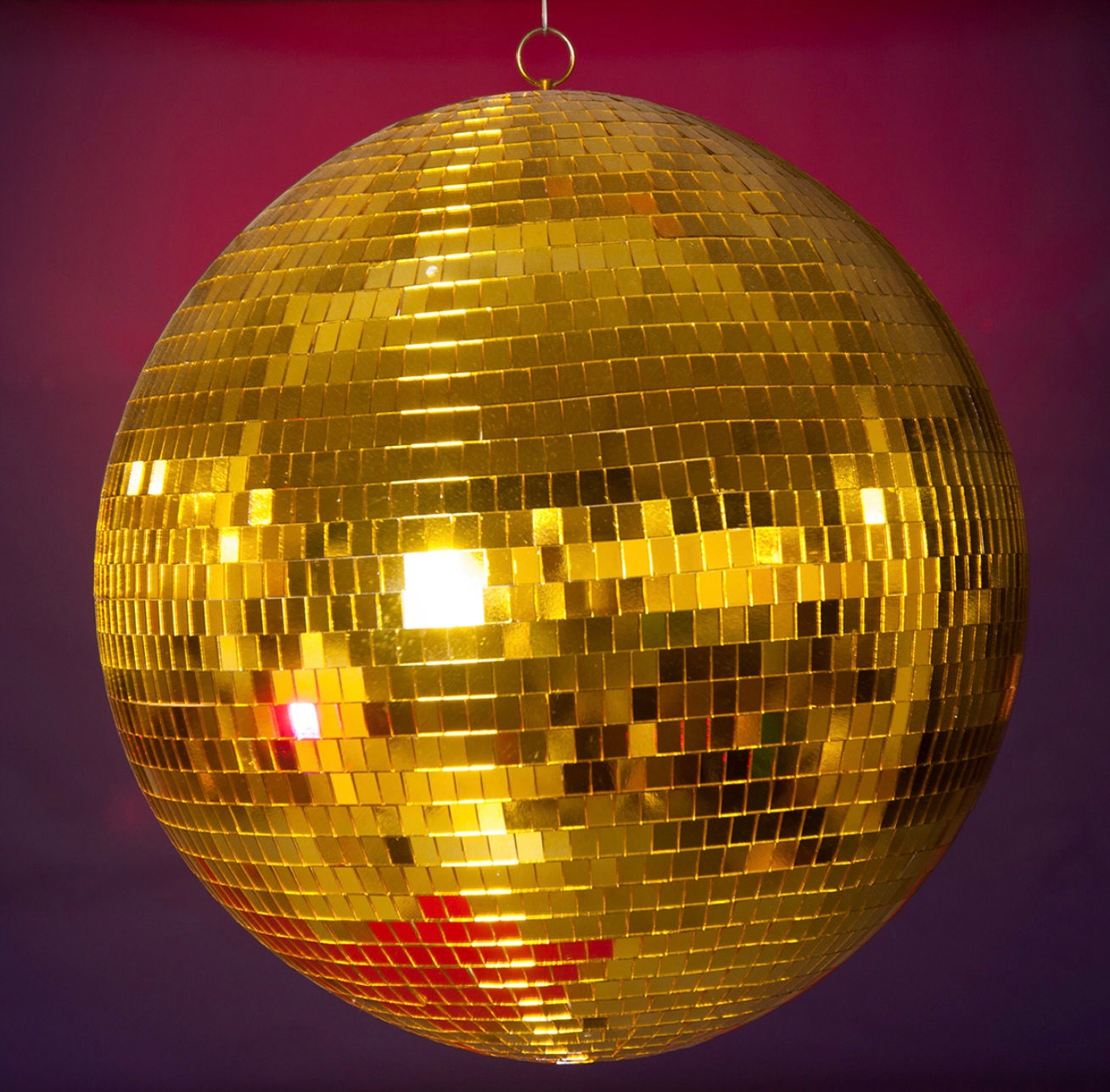 Rotating 20 Gold Disco Ball Hanging Glass Mirrored Large Disco