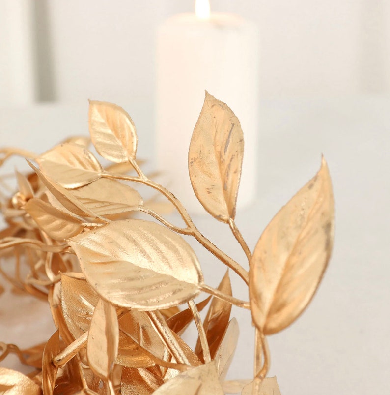 6 FT. Gold Leaf Garland Artificial Decorations Gold Branches Etsy