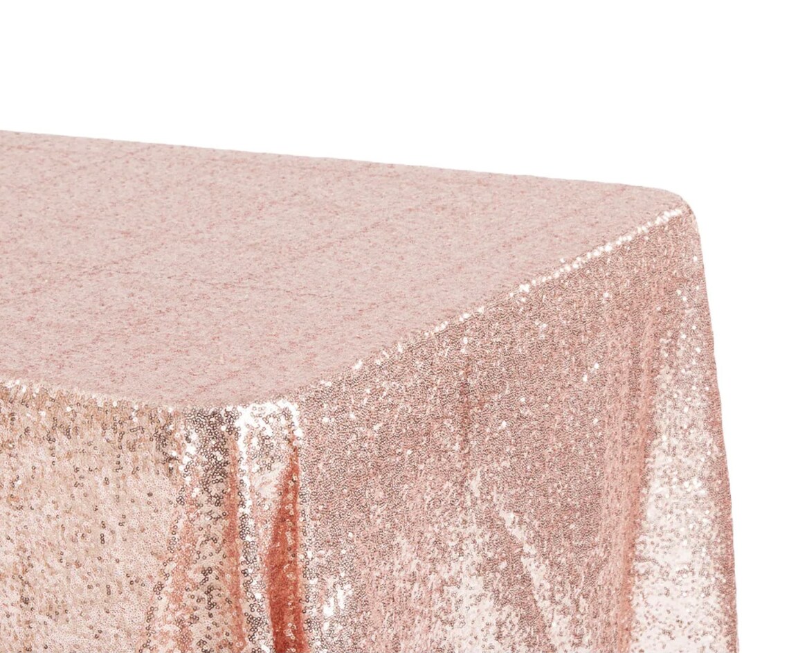 6 FT Rose Gold Sequin Tablecloth Rectangular Table 90x132 Etsy