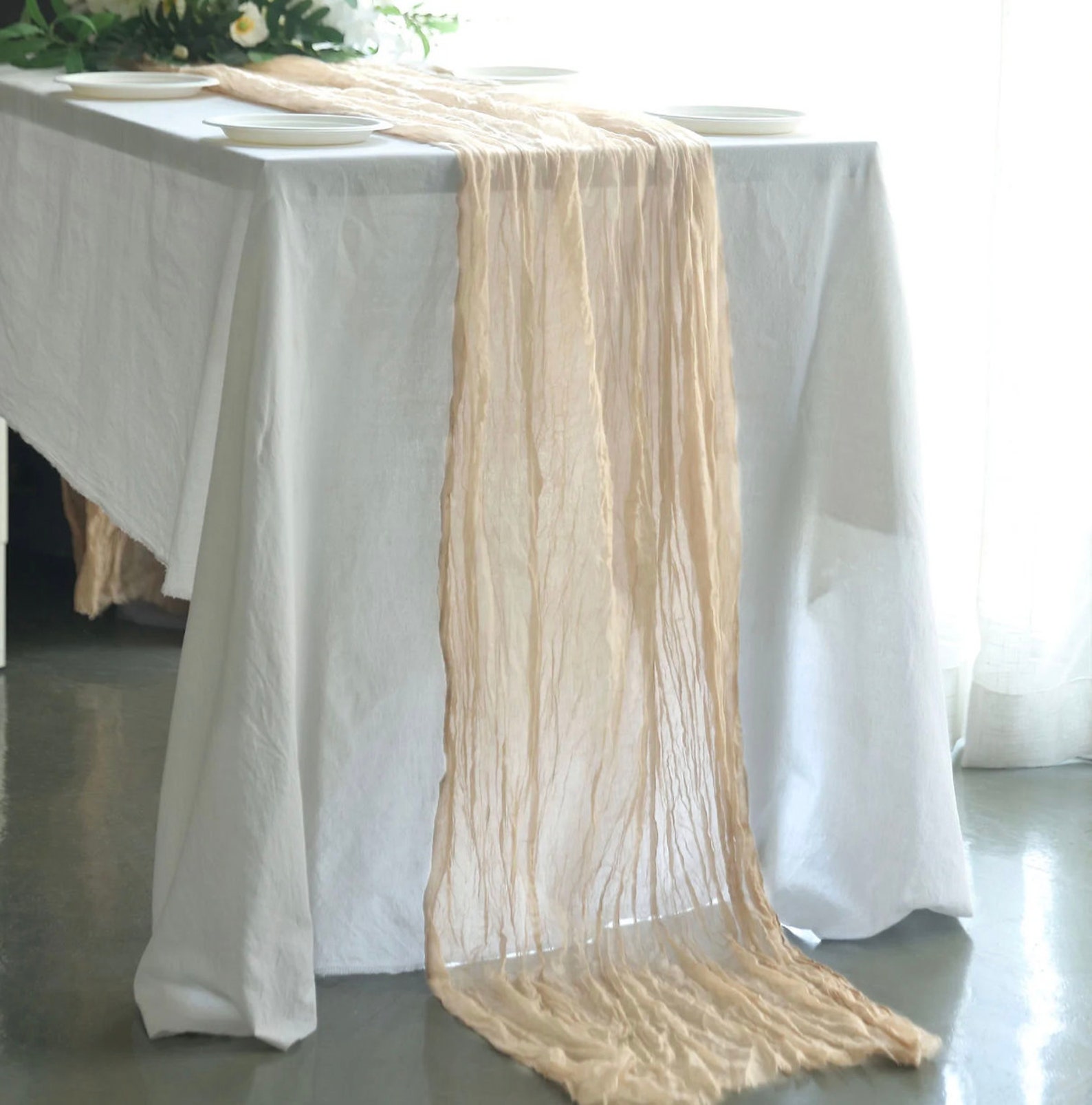 10 FT. Beige Gauze Table Runner Reception Cheesecloth Wedding Etsy