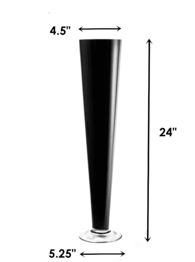 SIX 32 Tall Black Glass Flared Trumpet Vases Wedding Etsy