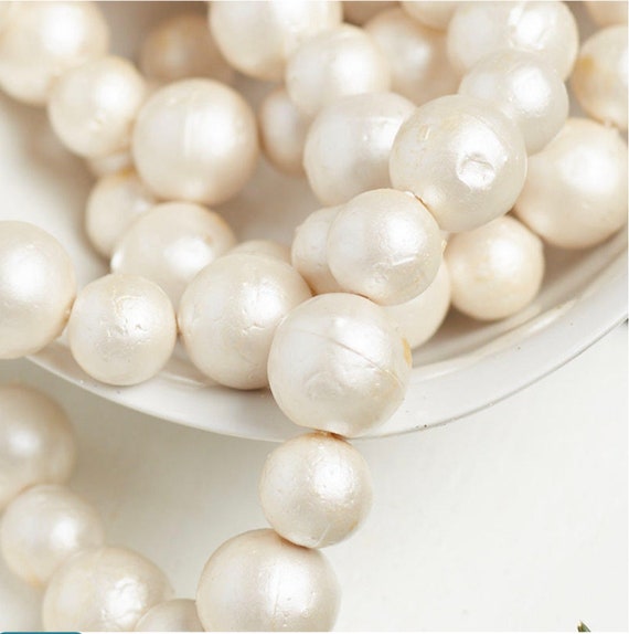Pearl Beaded Garland, 66 FT Bead Garland, 10mm Ivory Pearl Garland, String  Pearls for Crafts, Christmas Tree Beads Garland