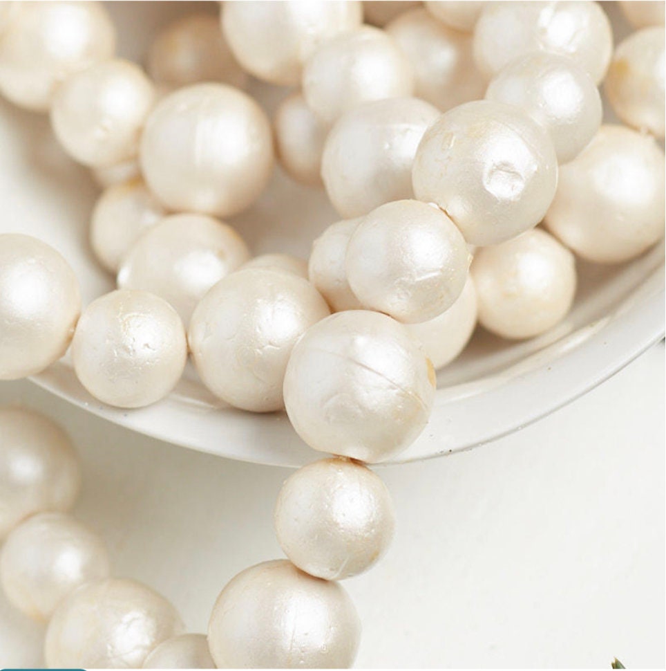 27 FT. Pearl Garland 10mm Ivory Christmas Tree Decorations String Garlands  Old Decor Sale Wholesale Garlands Gatsby Glam Pearls Gift Favor