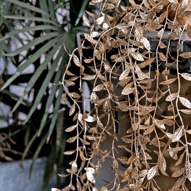 TWO 41 Gold Leaf Garland Artificial Decorations Gold Etsy