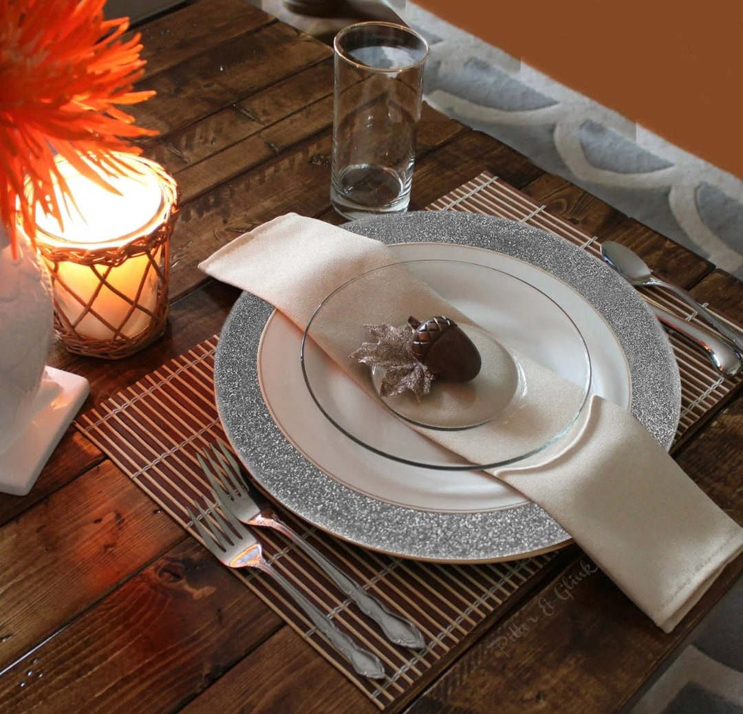 SIX 13 Silver Glitter Charger Plates Sparkly Glitz Glam Etsy