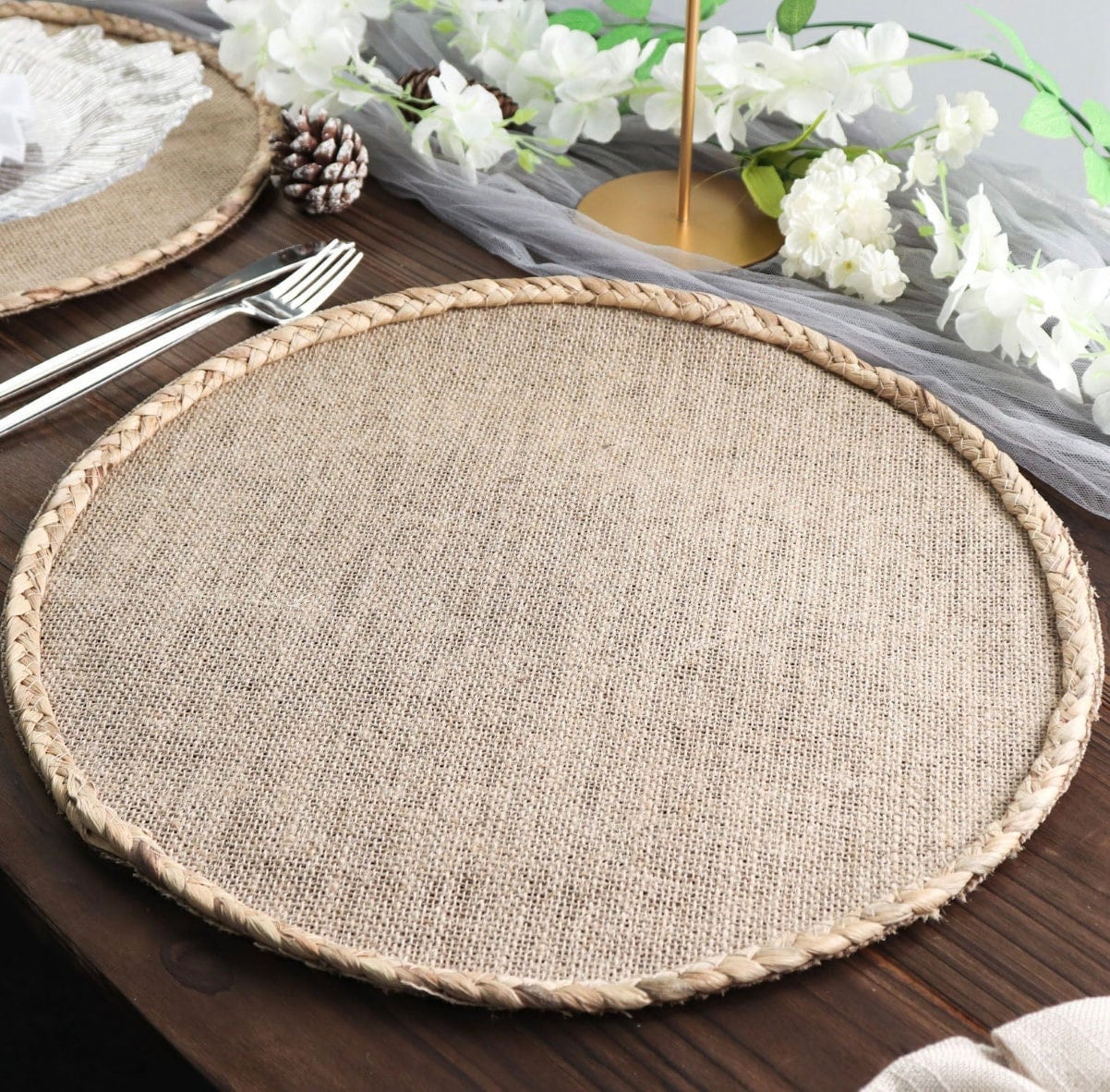 Round Placemats 15'' 38.10cm / Recycled Leather Table Mats /table Place Mats  and Coasters / Dining Table Sets / Table Placemats 