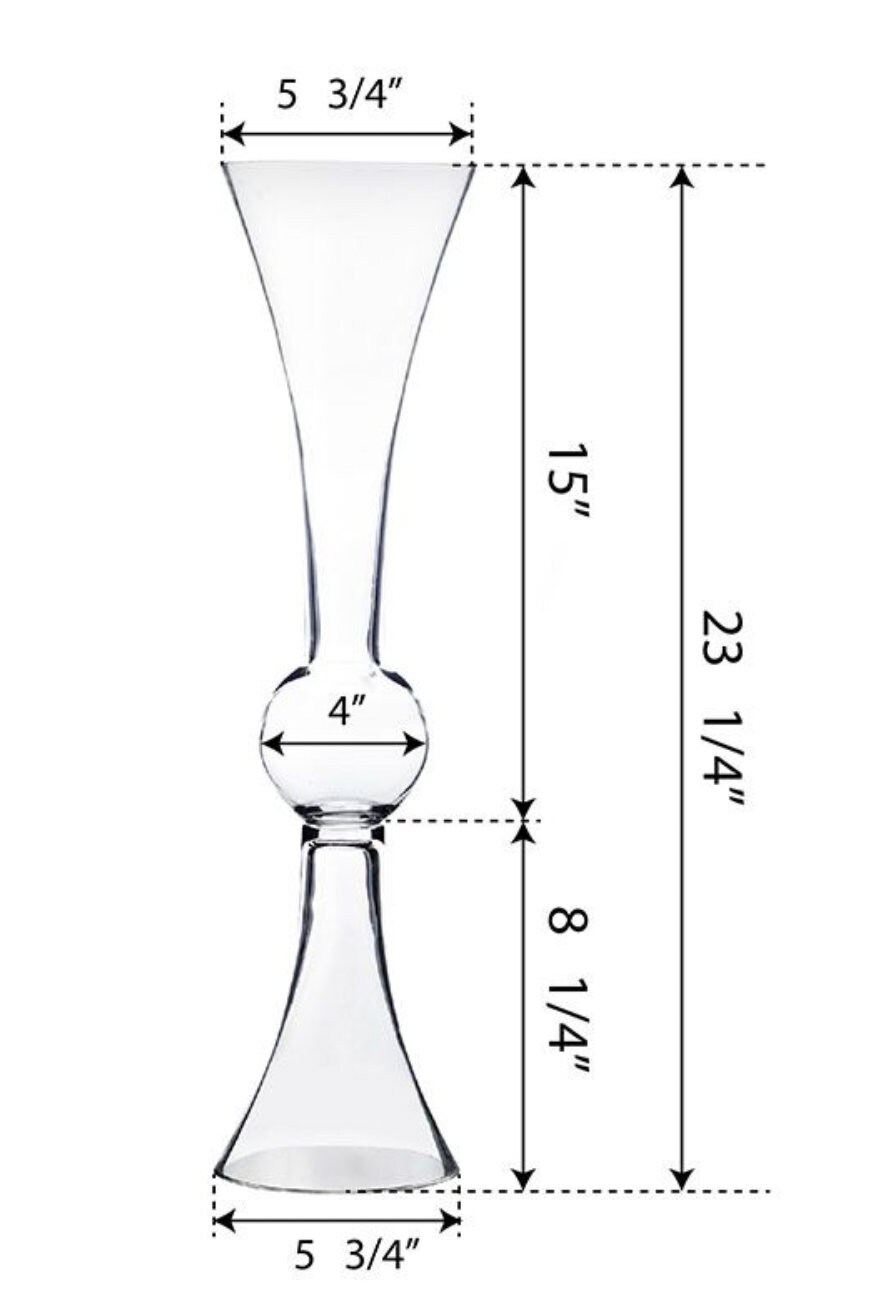 4 PACK 24 Tall Clear Reversible Trumpet Glass Vases Etsy