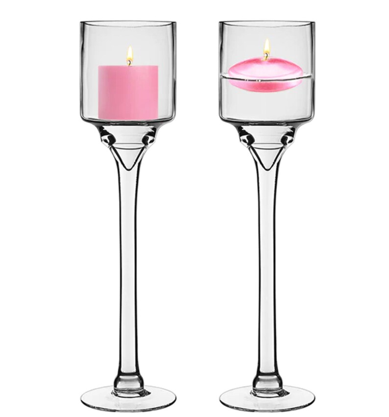 SIX 16 Glass Stem Candle Holder Contemporary Votive Etsy