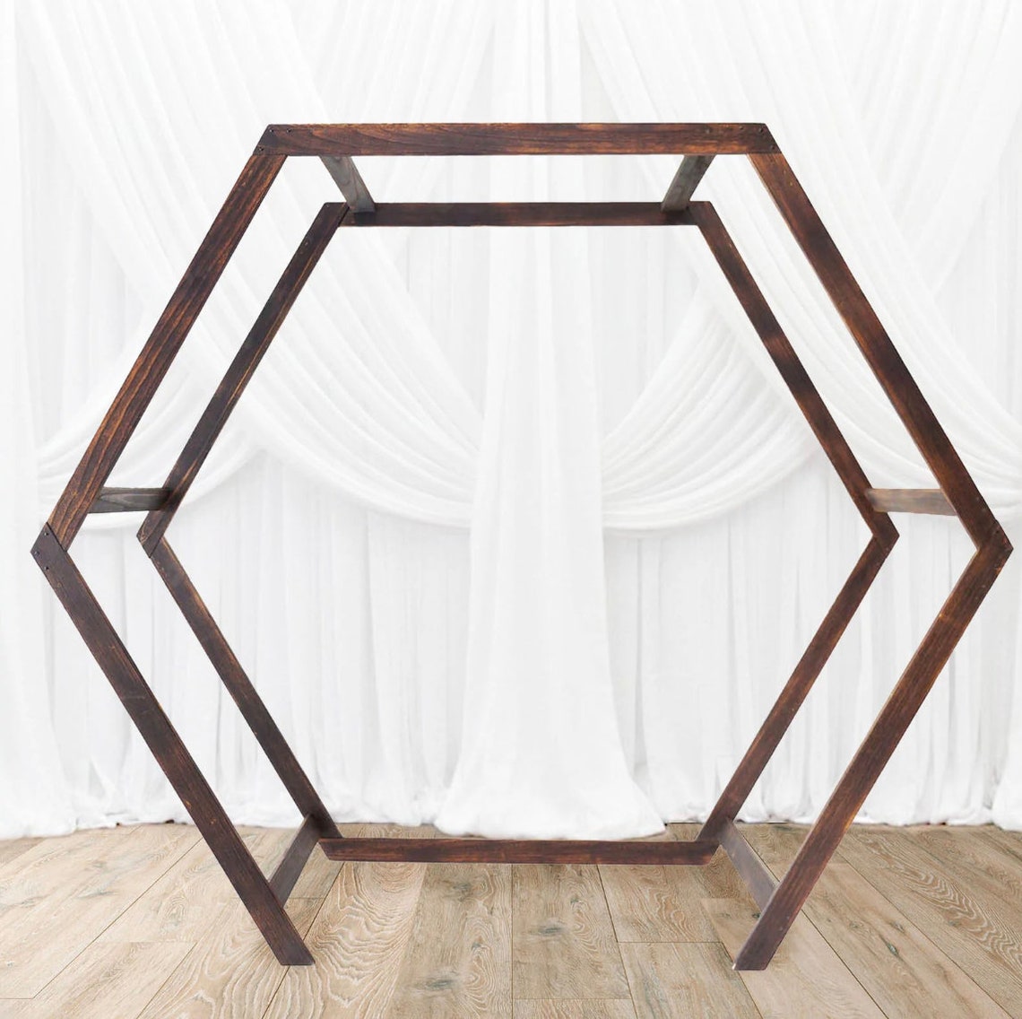 8.5 FT. Wooden Wedding Arch Backdrop Hexagon Brown DIY Rustic - Etsy