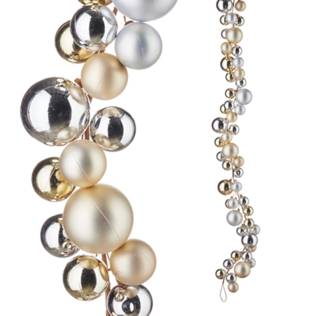 4 FT. Champagne Silver Ball Garland Christmas Tree Decorations Etsy