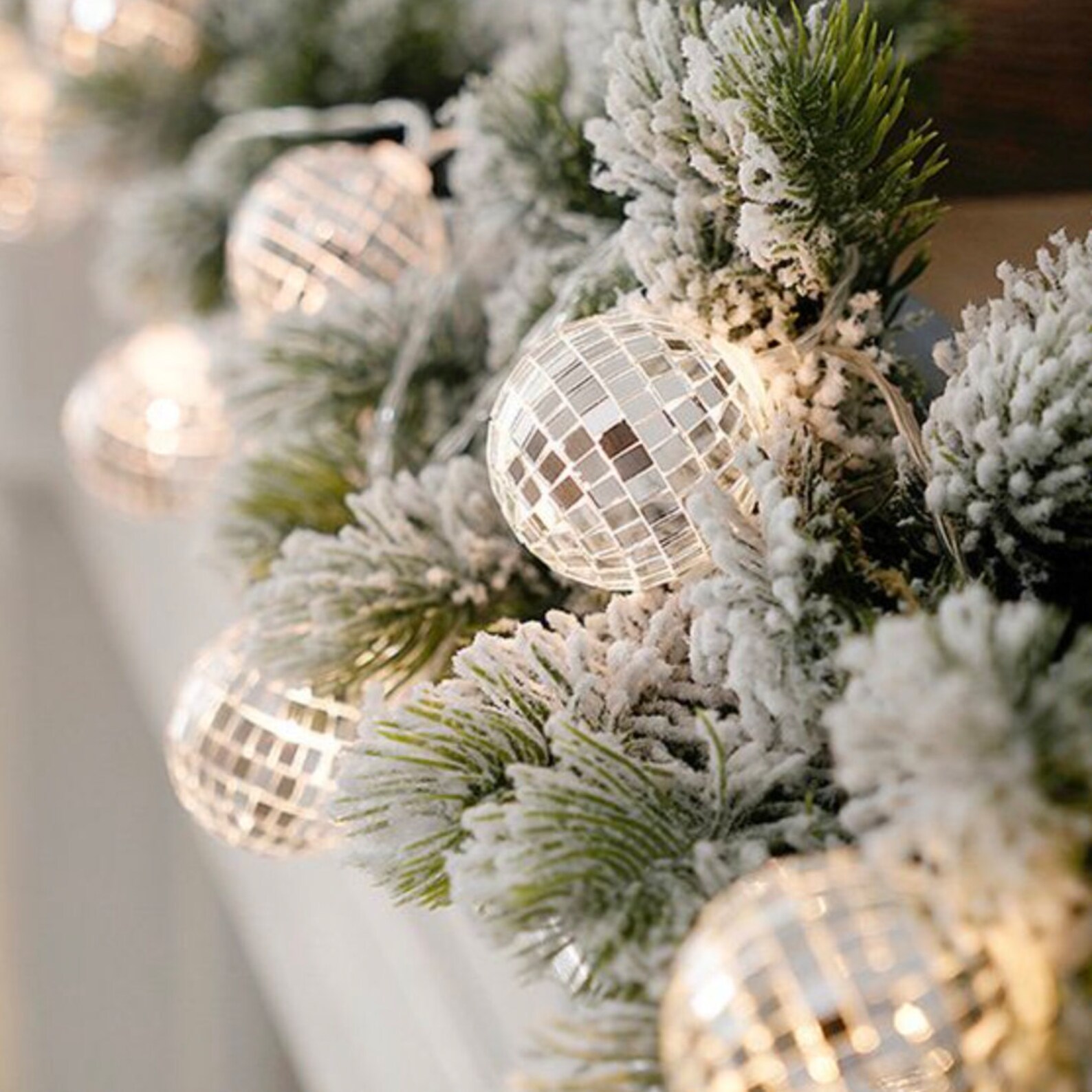 6 FT. Lighted Disco Ball Garland Glass Mirrored LED Disco Etsy