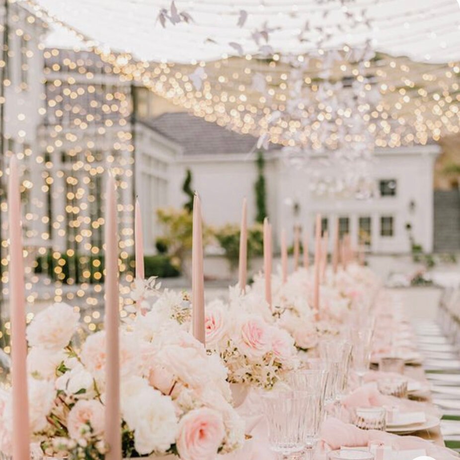 24 Light Pink Blush Taper Candles Premium Long Wax Candles Etsy