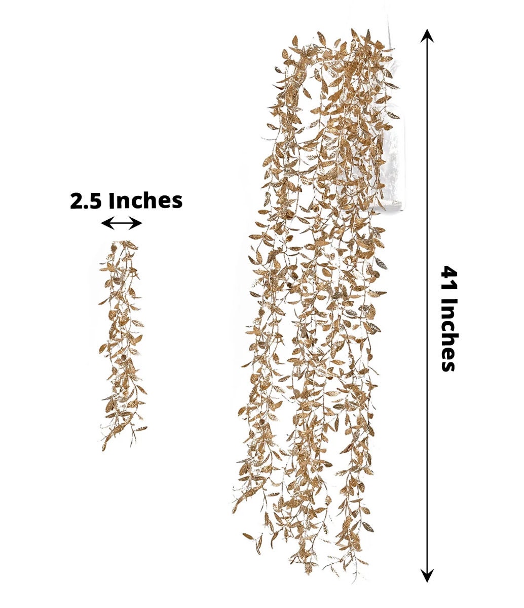 TWO 41 Gold Leaf Garland Artificial Decorations Gold Etsy