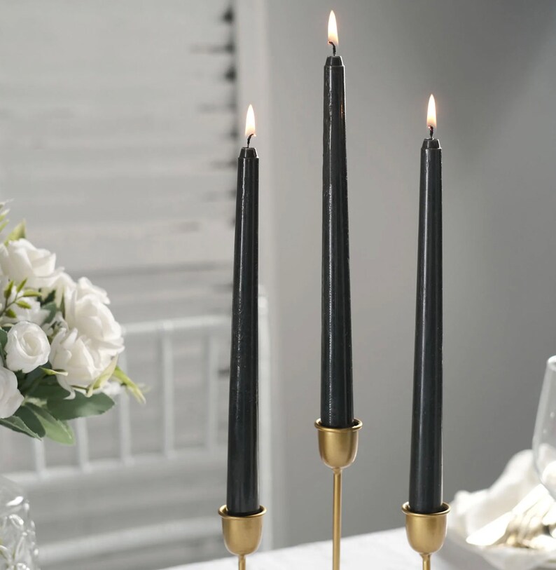24 Dripless Black Taper Candles Premium Long Wax Candles Etsy