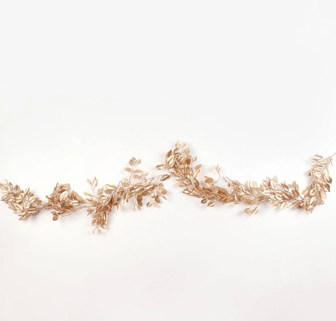 6 FT. Gold Leaf Garland Artificial Decorations Gold Branches Etsy