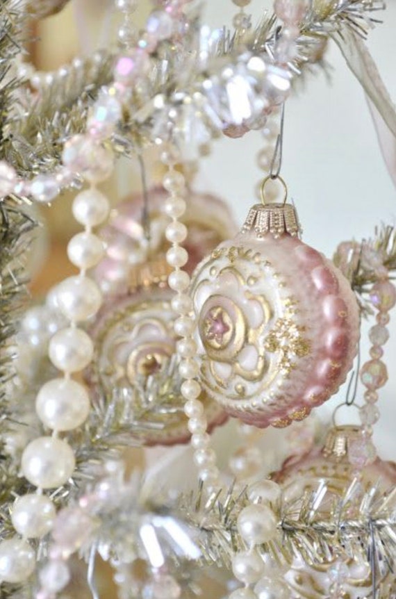 Sale Garland in White or Ivory Pearls Christmas Tree Ornament 