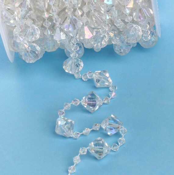 Clear Acrylic Crystals Beaded Strand Garland -- 30 Feet -- Perfect