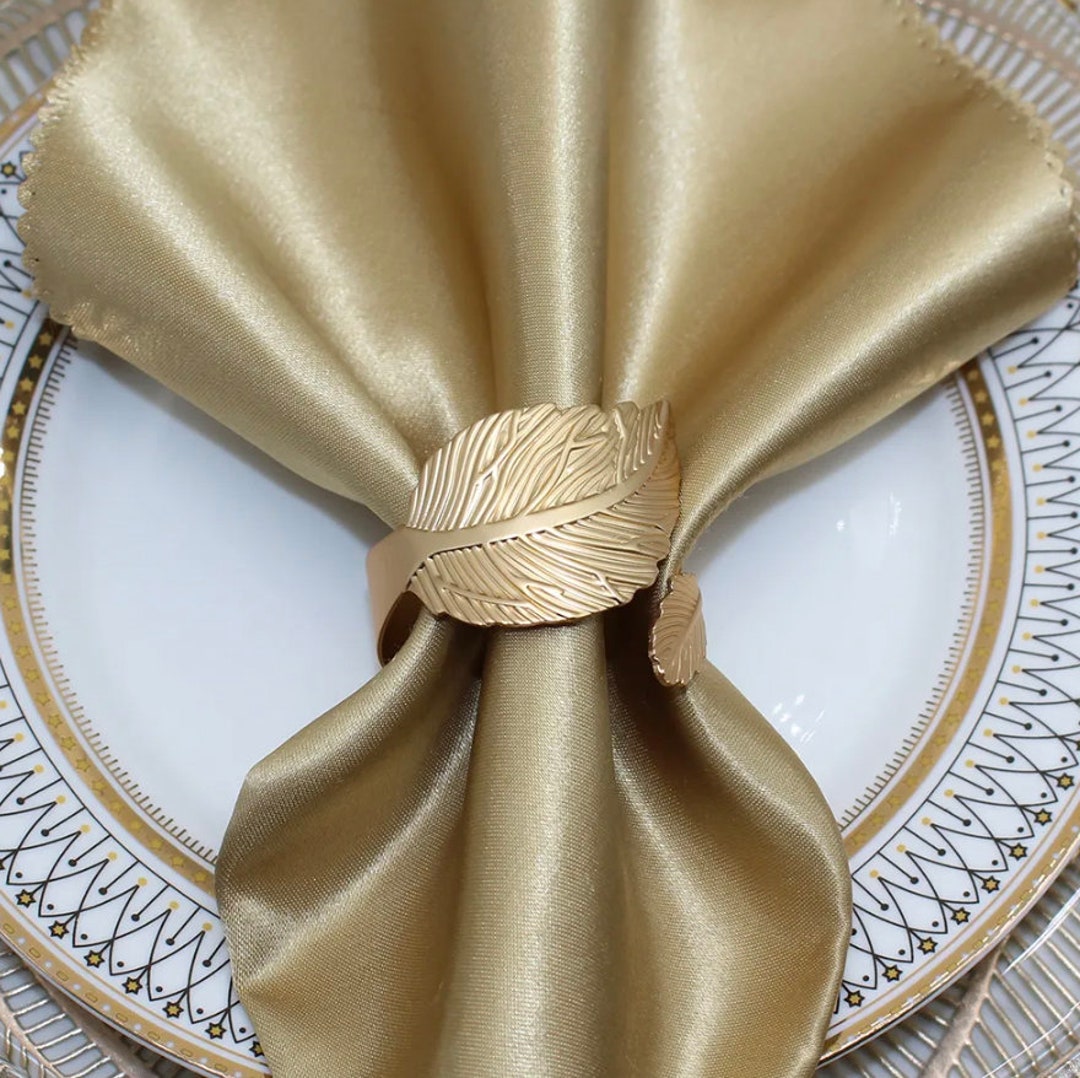 TWELVE Matte Gold Leaf Napkin Rings Harvest Table Setting Etsy