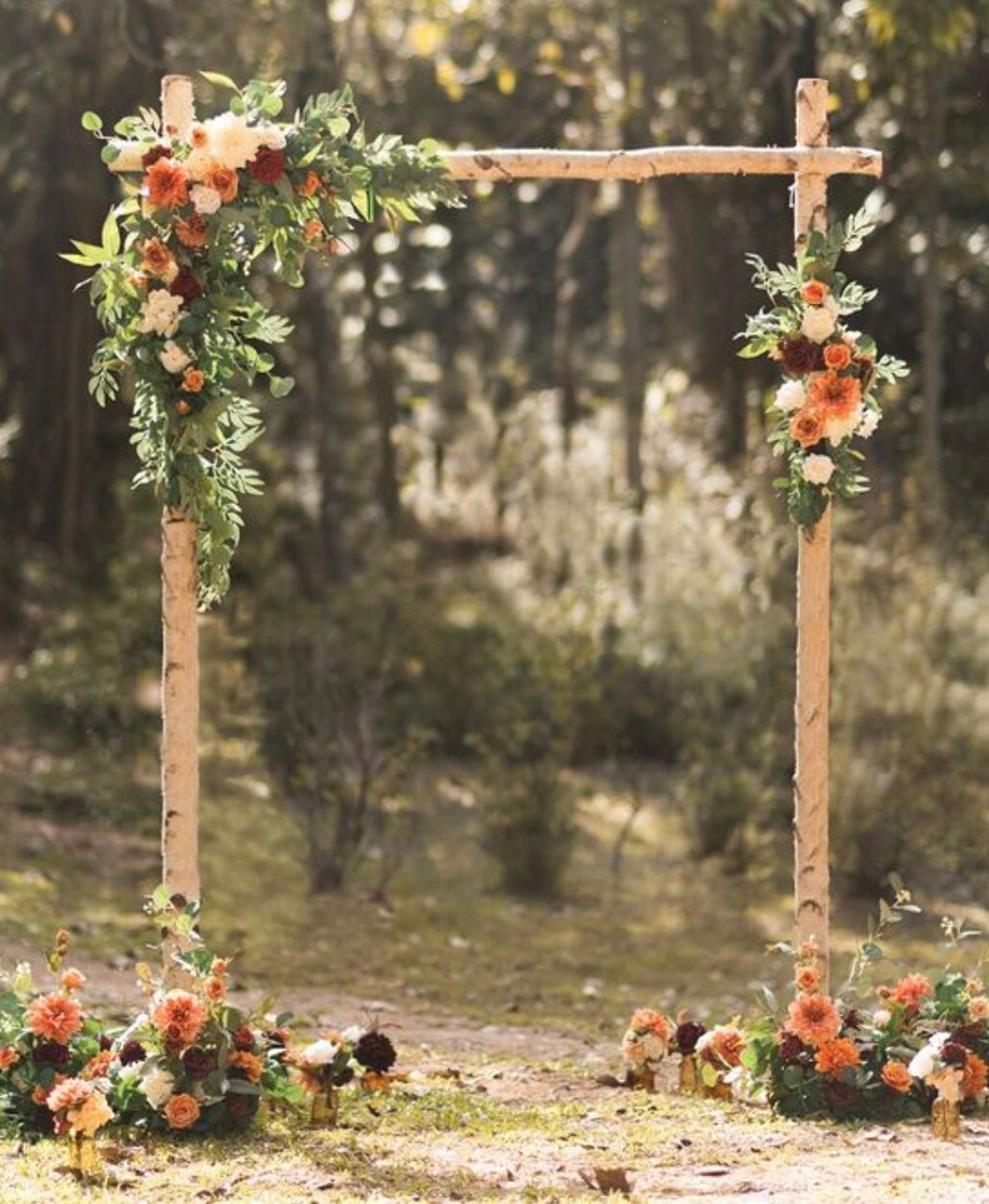 7.5 FT. Rustic Square Birch Arch Distressed Wedding image 1