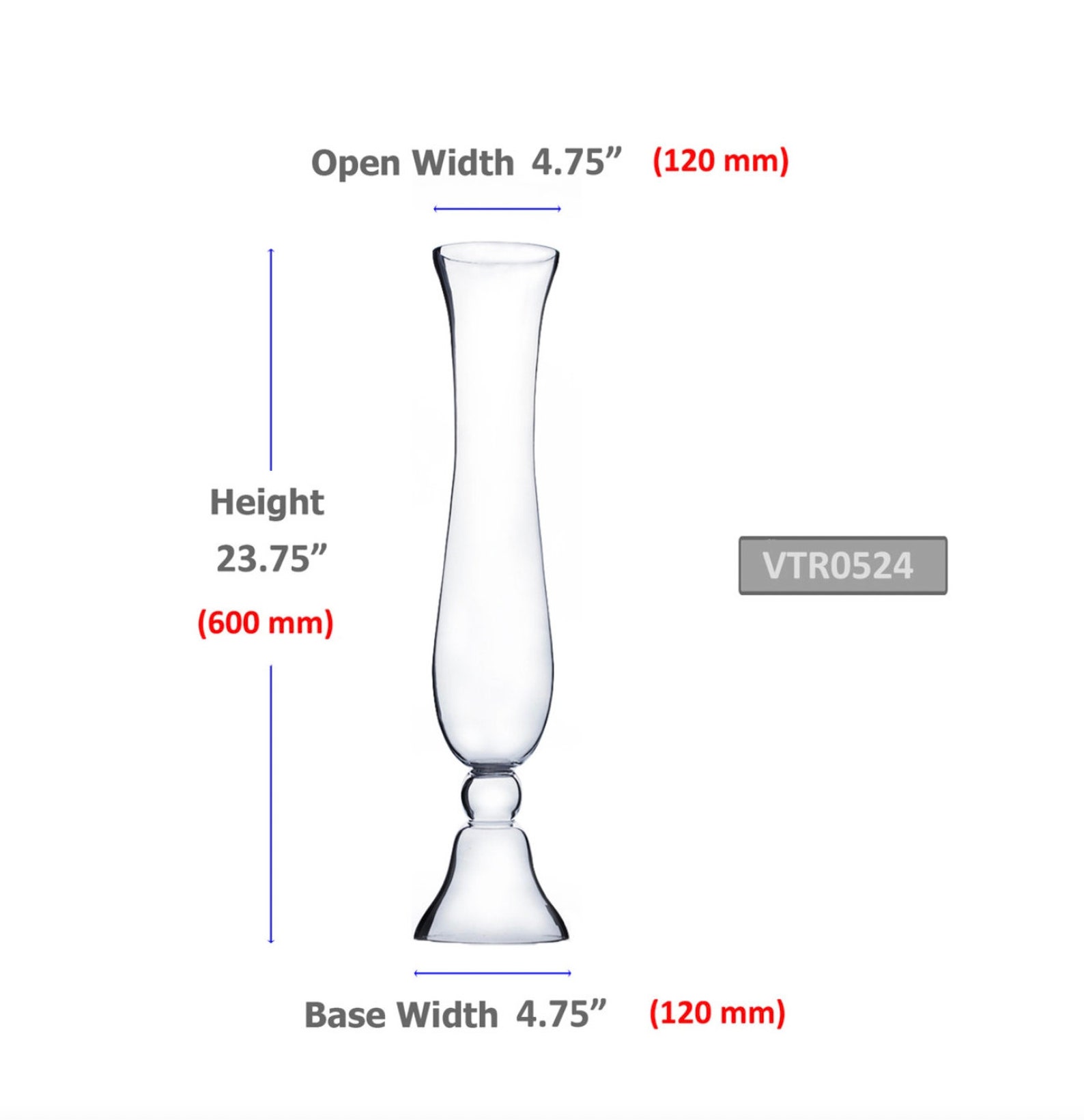 4 PACK 24 Tall Clear Reversible Trumpet Glass Vases Etsy