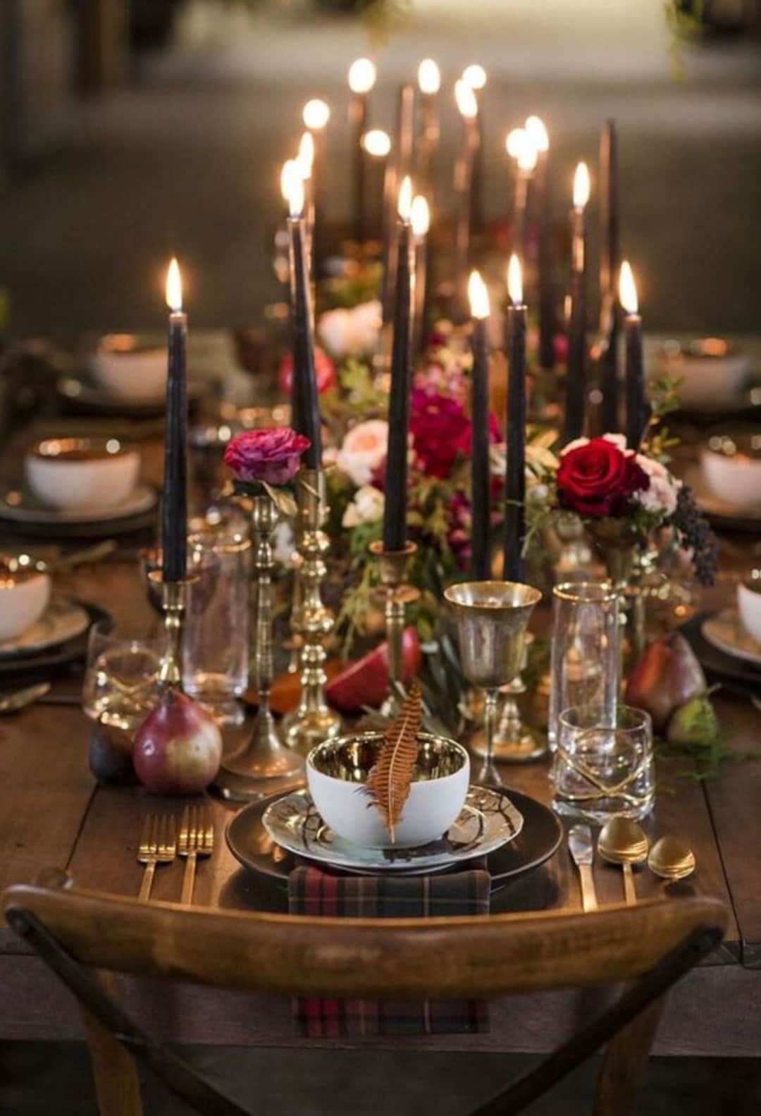 24 Black Taper Candles Premium Long Wax Candles Unscented Etsy