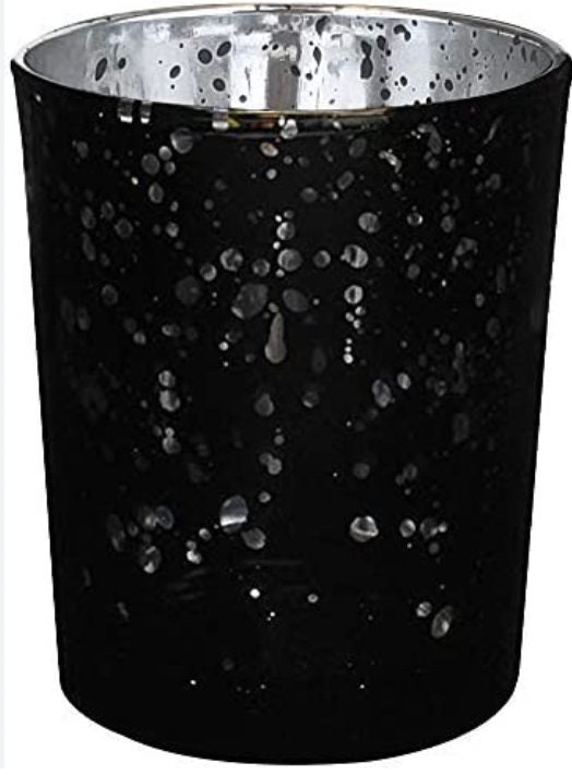12 Black Mercury Glass Votive Candle Holders Speckled Etsy