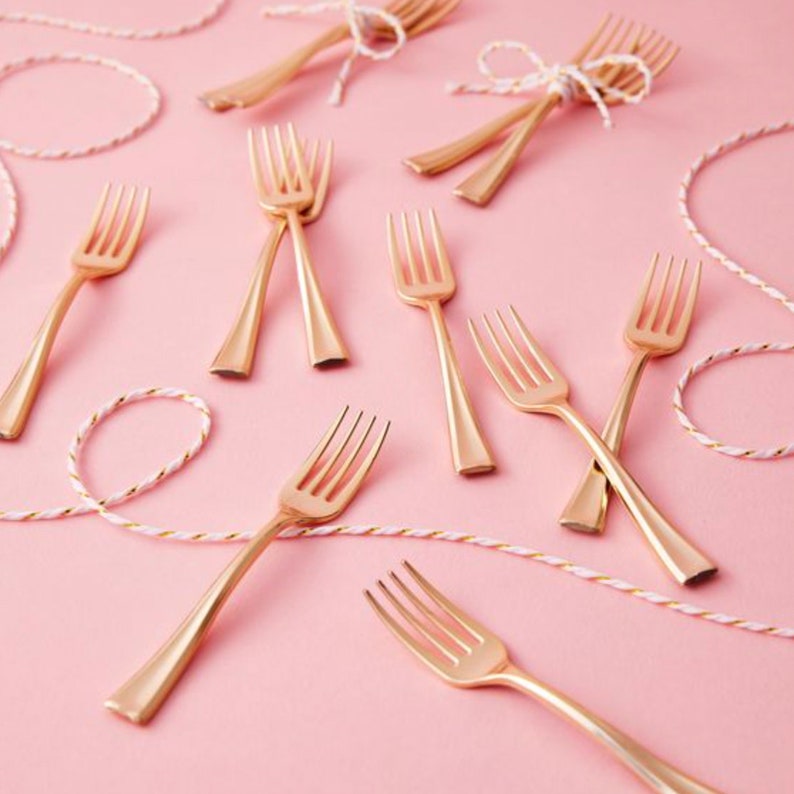 48 Gold Mini Forks Dessert Plastic Flatware Dinnerware Cutlery Etsy