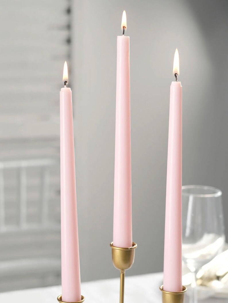 24 Light Pink Blush Taper Candles Premium Long Wax Candles Etsy