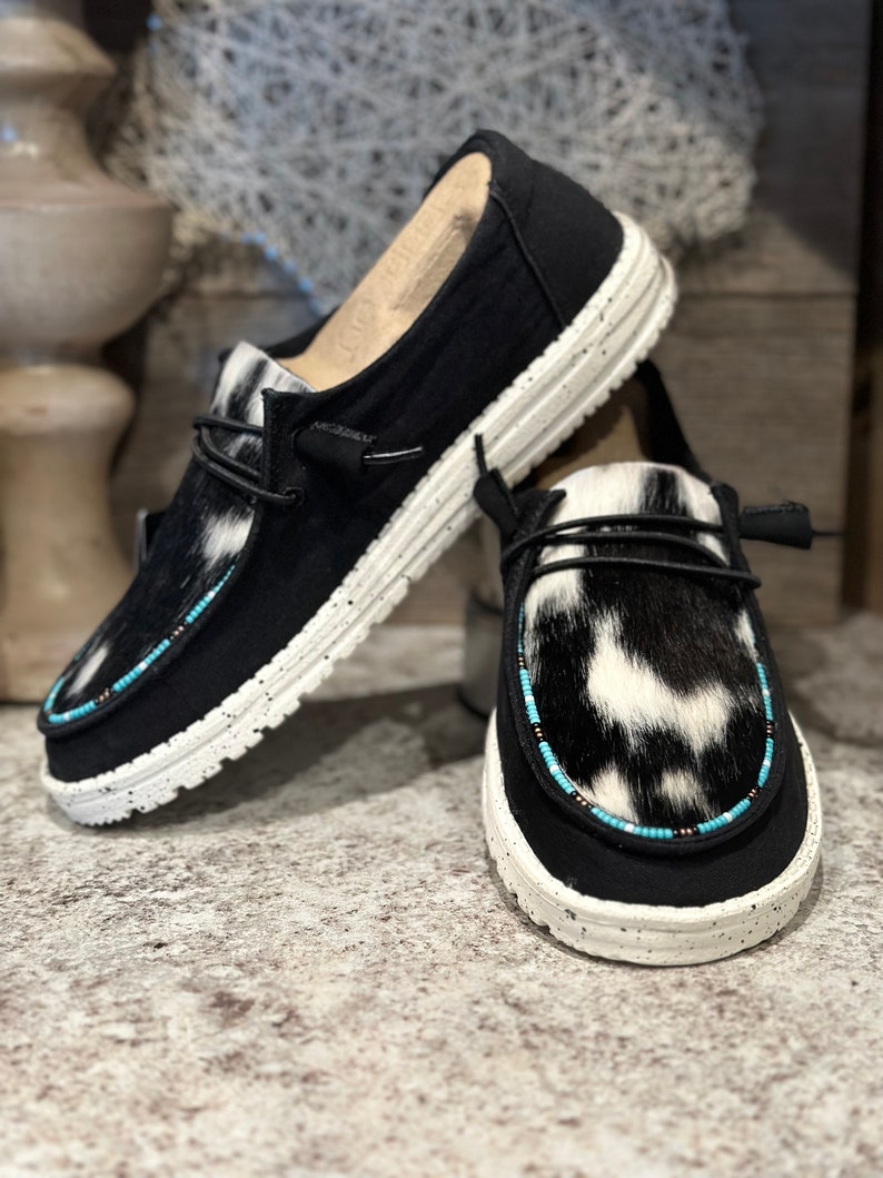 Custom Cow Hide With Beading Hey Dudes Etsy