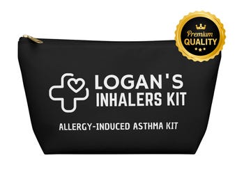 Medical Alert Allergy-Induced Asthma Kit Pouch, Personalized Inhaler & Meds Organizer Bag with Name, Custom Travel kit, Rescue Supply Kit